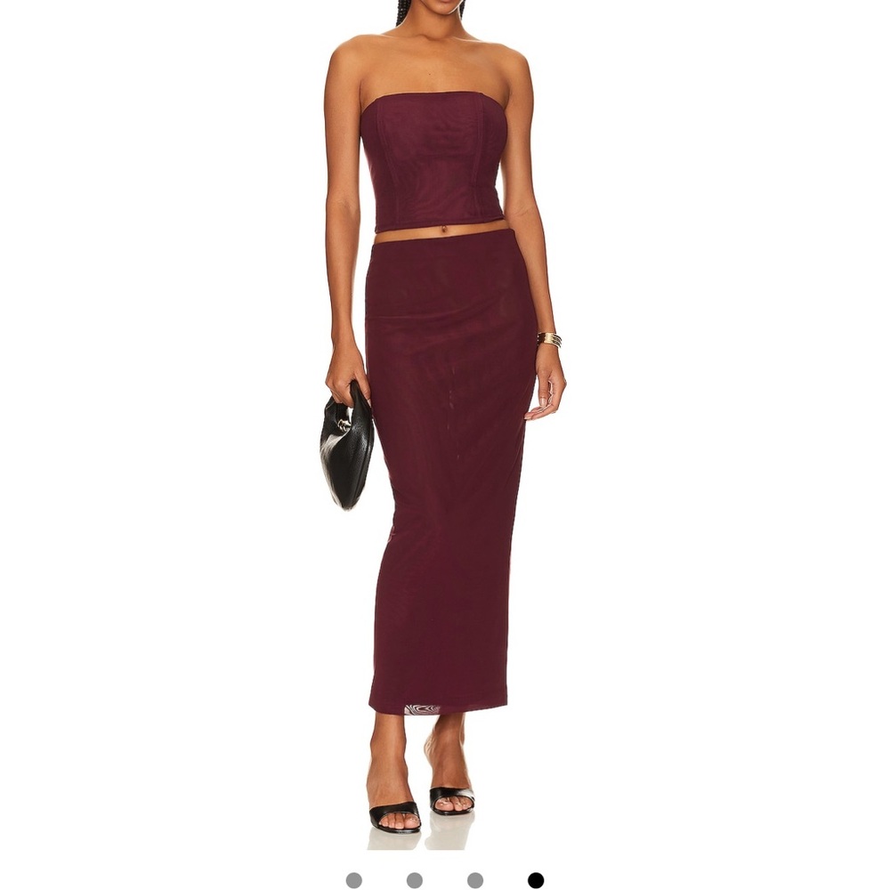 Camila Coelho Burgundy Midi Skirt Set